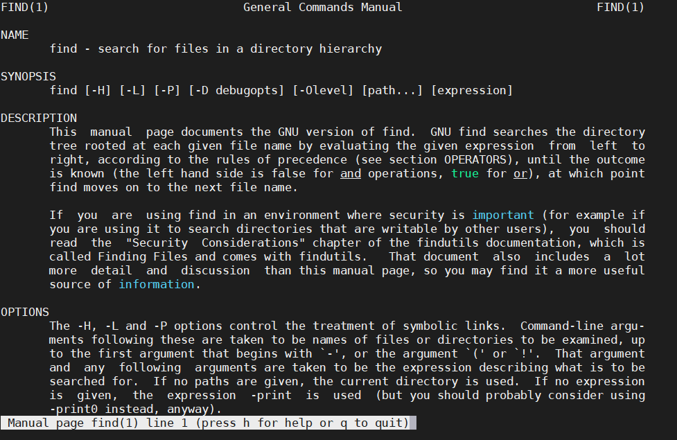 Find命令手册页